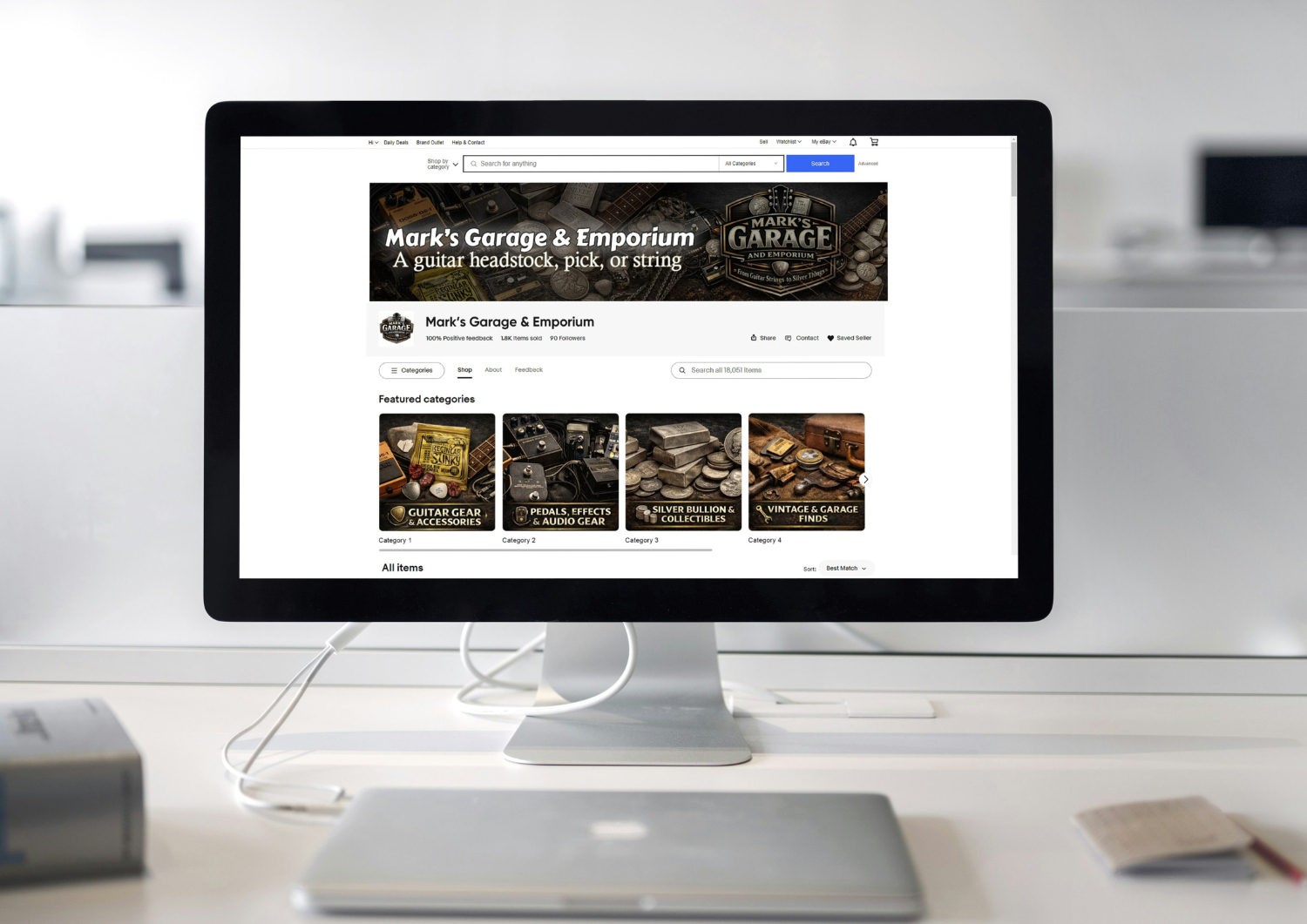 Collectibles store design mockup